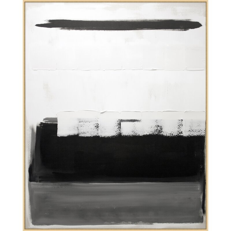 'Black and White Block' - Floater Frame Painting Print on Canvas - Image 0