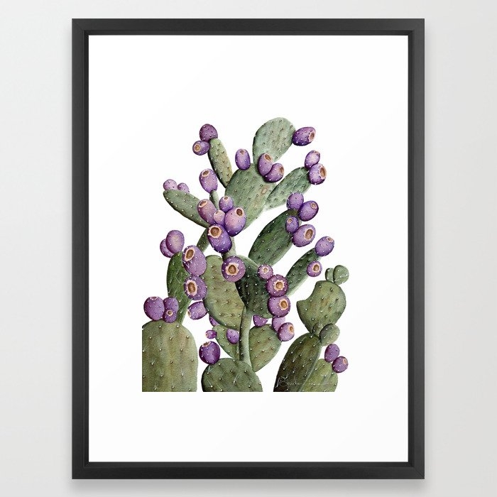 Purple Prickly Pear Painting Framed Art Print - Image 0