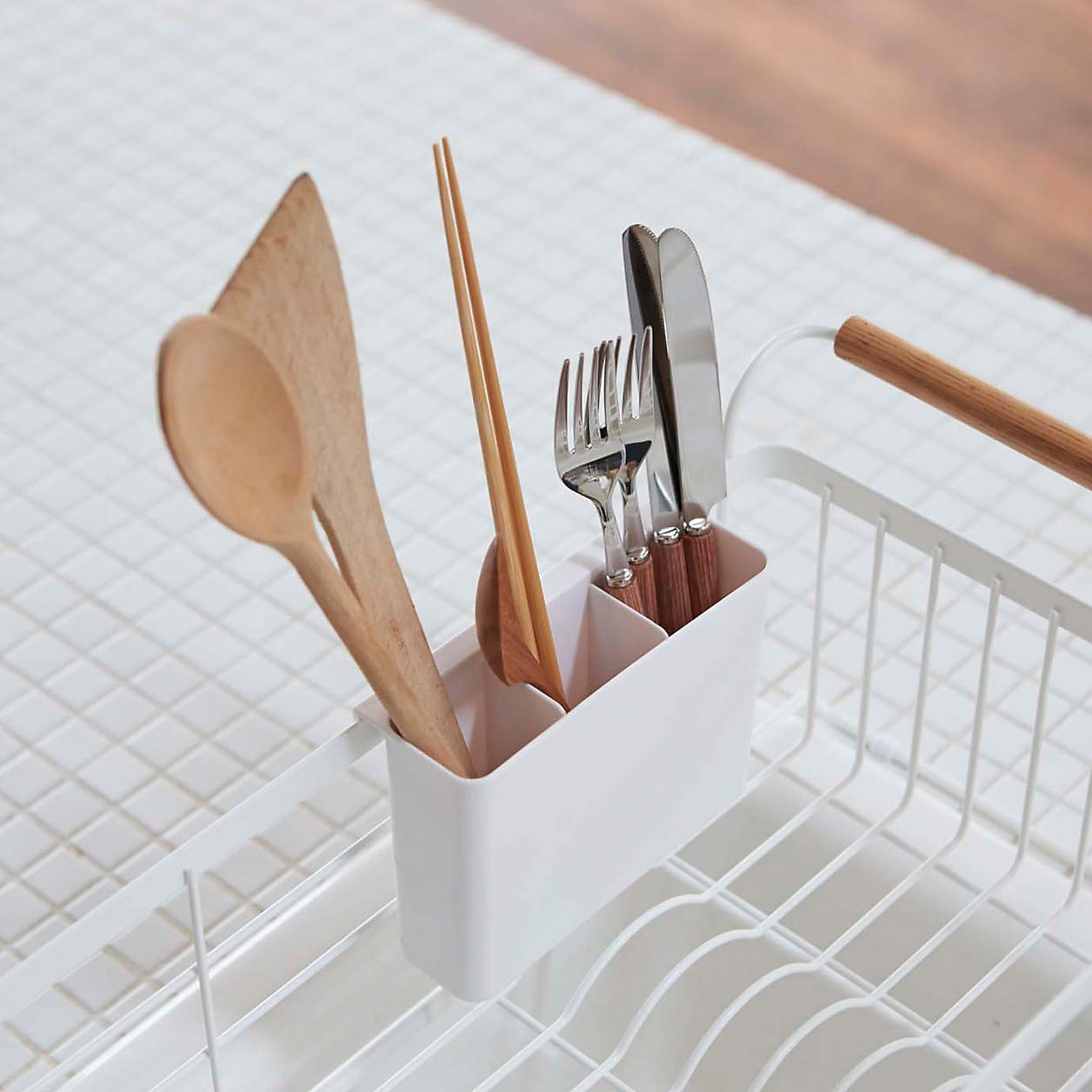 Yamazaki Tosca White Over-The-Sink Dish Drainer Rack - Image 1