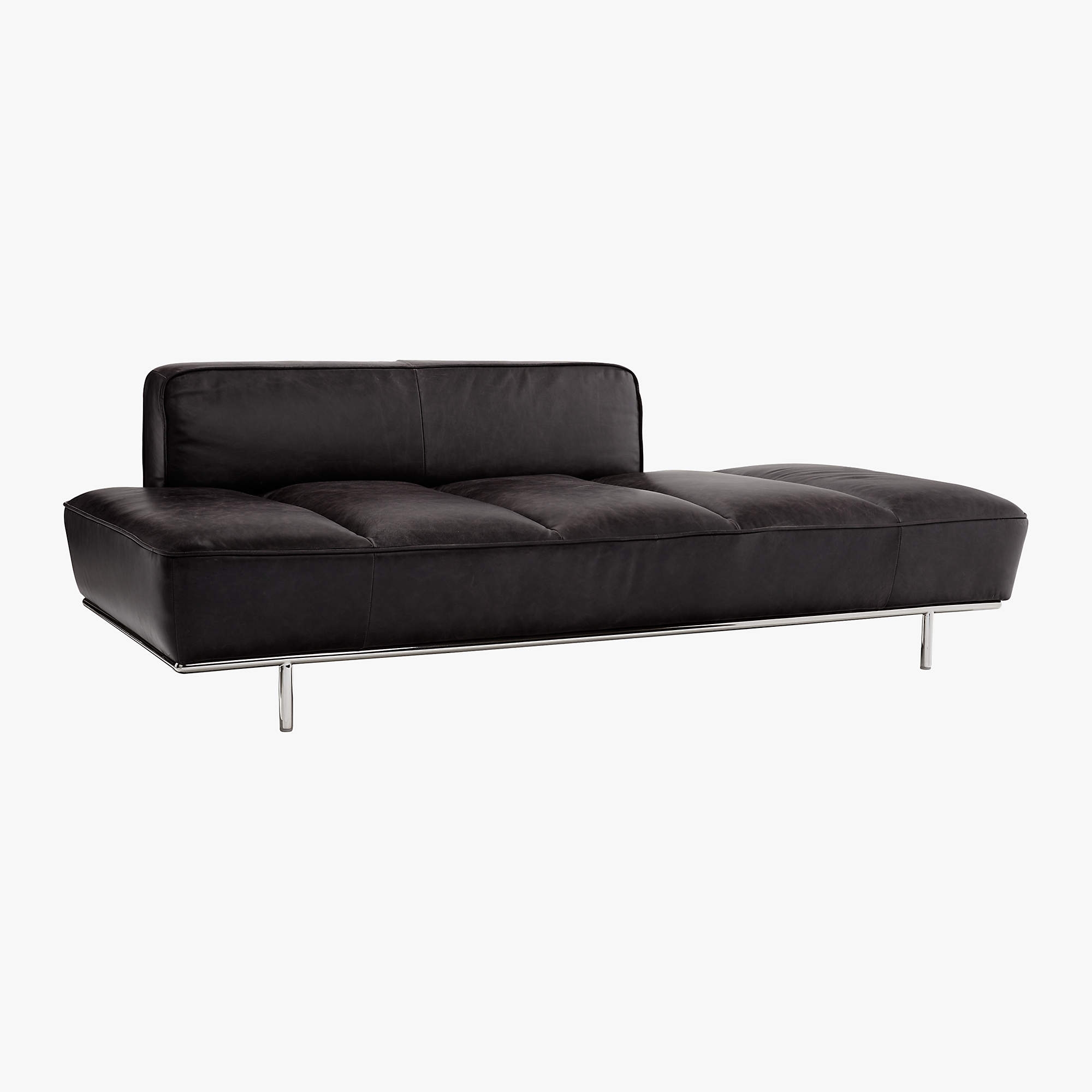 Lawndale Black Leather Daybed with Chrome Base - Image 2
