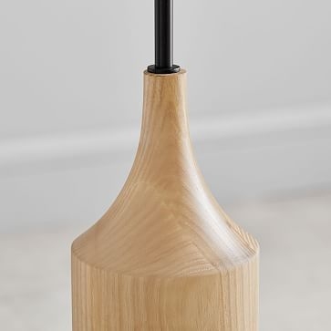 Hudson Floor Lamp, White Linen, Cool Walnut, Brass - Image 2