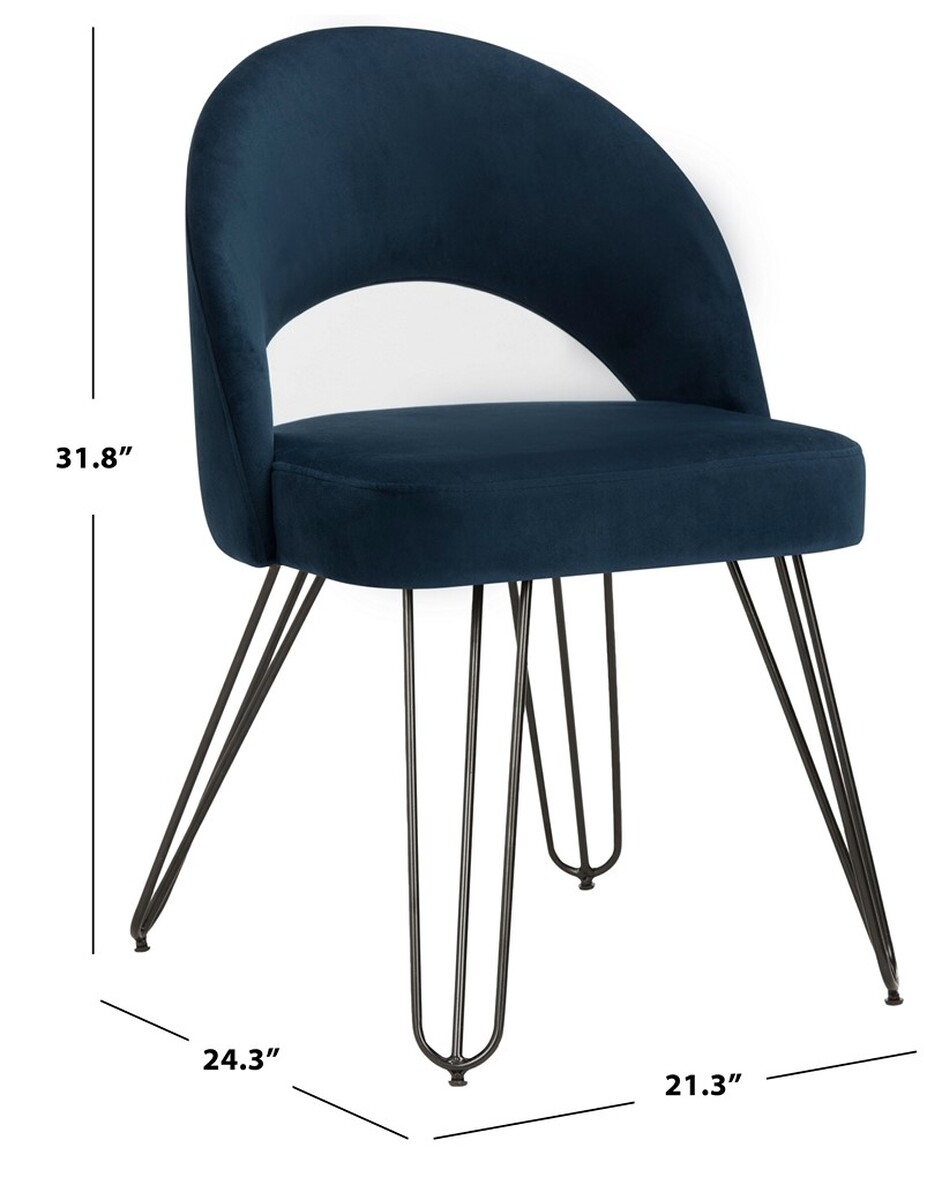 Jora Velvet Retro Dining Chair - Navy - Arlo Home - Set of 2 - Image 4