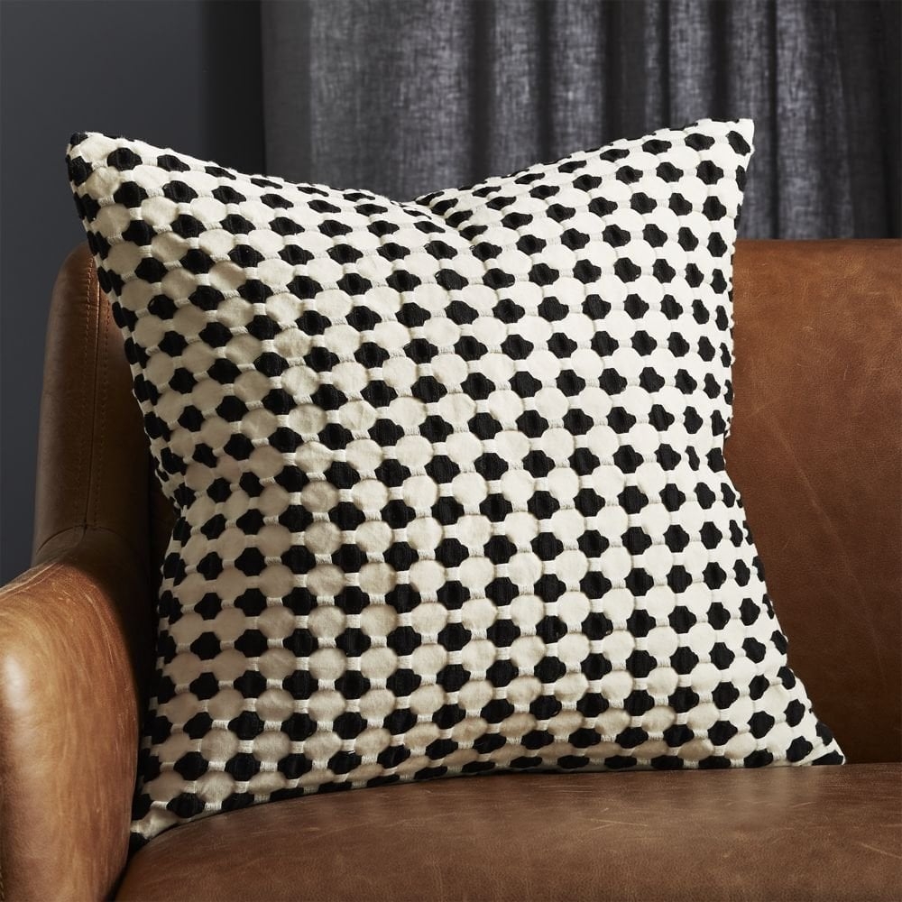20" Estela Black and White Pillow with Down-Alternative Insert, Restock in early November, 2022. - Image 0