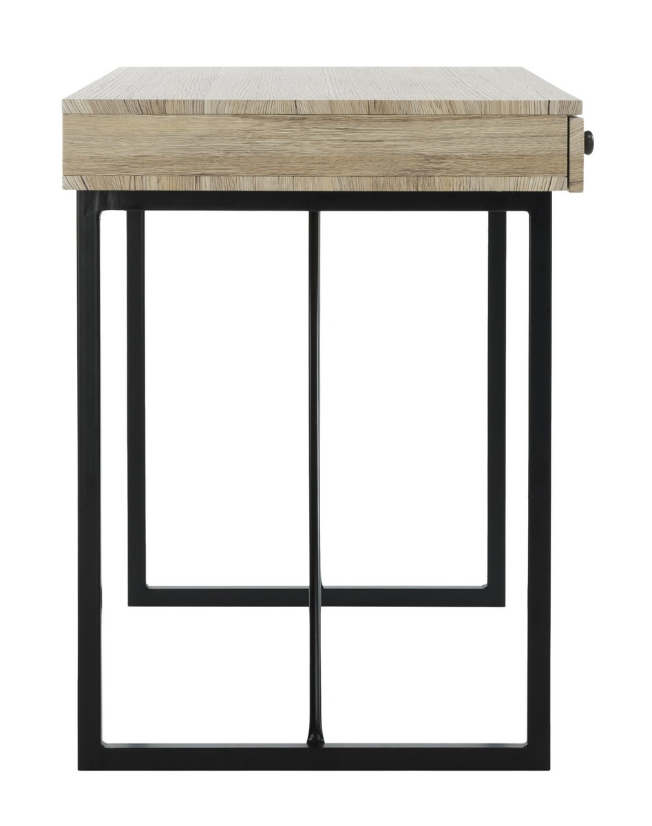 Hilton 3 Drawer Desk - Rustic Brown/Black - Safavieh - Image 4