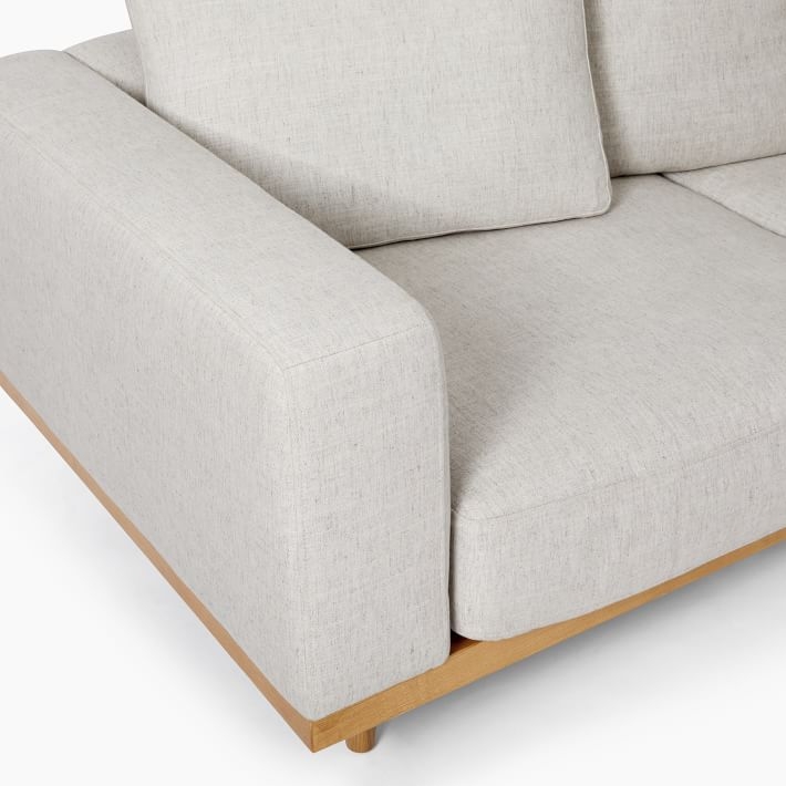 Newport Sectional Set 03: Left Arm Sofa, Corner, Right Arm Sofa Toss Back Cushion, Down, Performance Coastal Linen, White, Almond - Image 4
