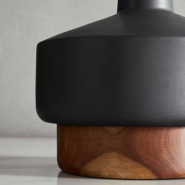 Wood + Ceramic Table Lamp, Medium, Black, Set of 2 - Image 1
