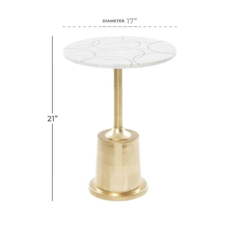 Tarver Marble Top Pedestal End Table - Image 5