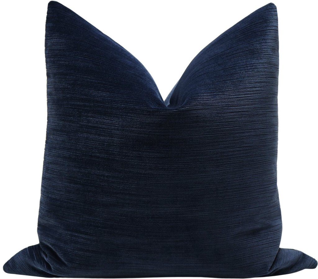 Strie Velvet // Navy Blue, 22" Pillow Cover - Image 0