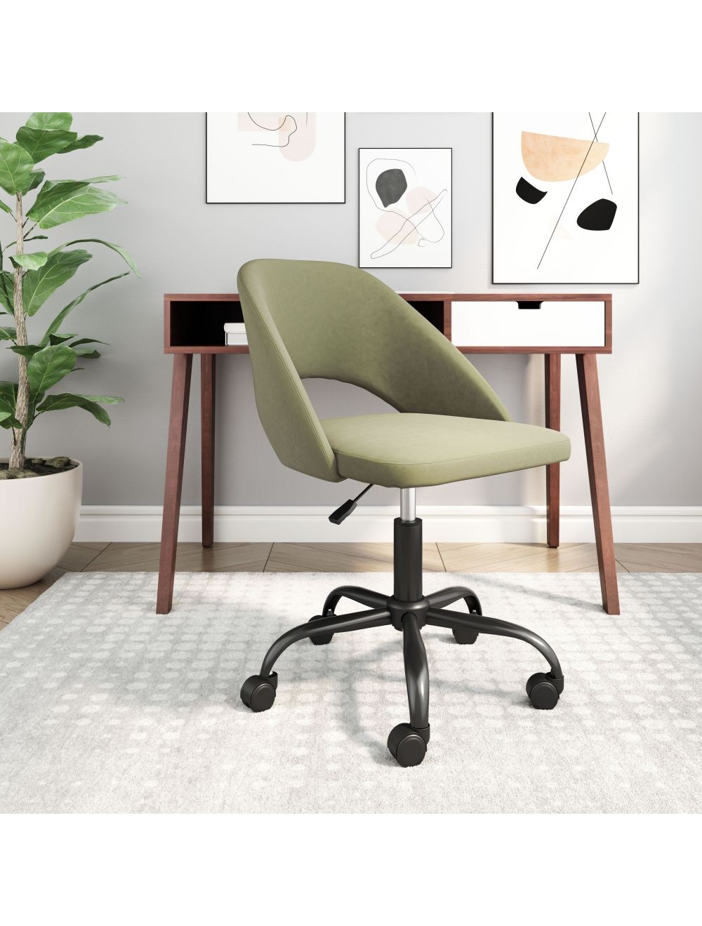 Treibh Office Chair, Olive Velvet - Image 6