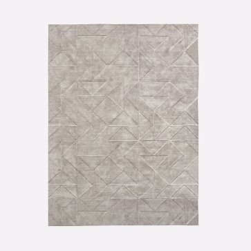 Carved Triangles Wool Rug, Platinum, 9'x12' - Image 1