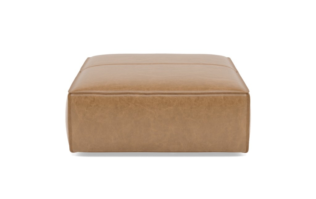 Gray Ottoman with Brown Palomino Leather, 37x31 - Image 2