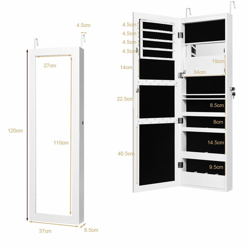 Amrutha Wall Mounted Jewelry Armoire with Mirror - Image 1