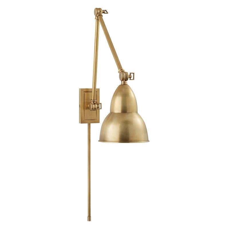 FRENCH LIBRARY DOUBLE ARM WALL LAMP - HAND-RUBBED ANTIQUE BRASS - Image 0
