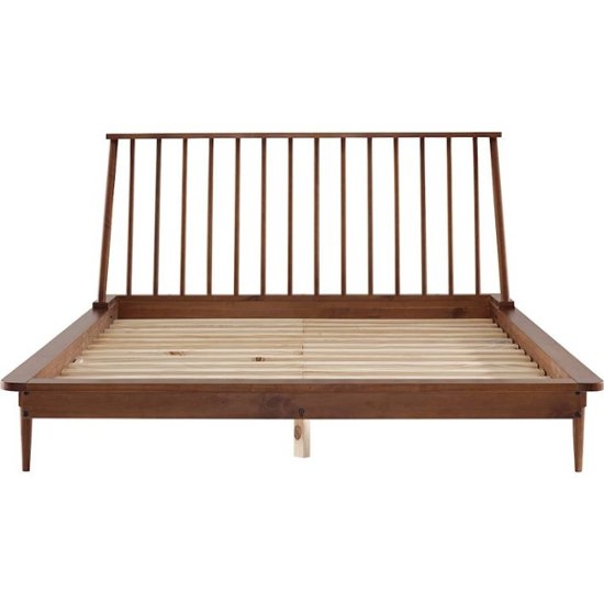 King Mid Century Modern Solid Wood Spindle Platform Bed - Caramel - Image 1