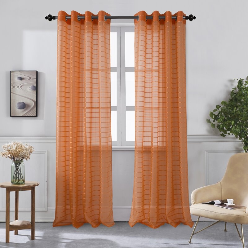 Kaci-Lea Solid Sheer Grommet Curtain Panels (Set of 2) - Image 1