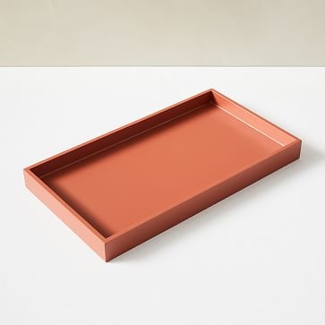 Slim Lacquer Tray, Small, Blush, Wood Composite, Small - Image 2