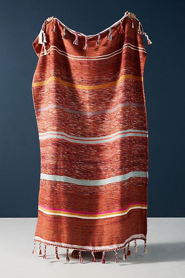 Woven Anya Striped Throw Blanket - Dark Orange - Image 0
