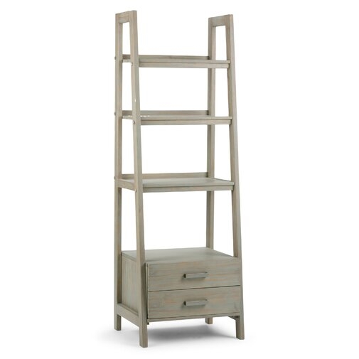 Ine Ladder Bookcase- Distressed Gray - Image 0