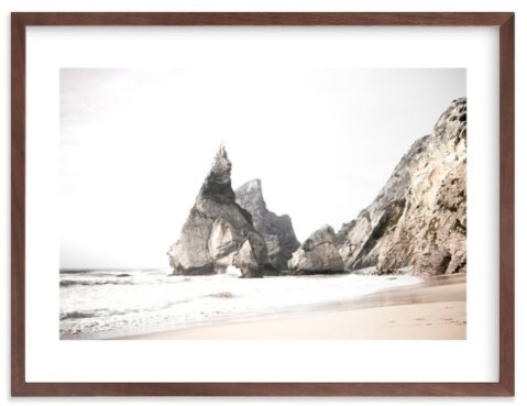 Praia da Ursa- White Border, Walnut Wood Frame - Image 0