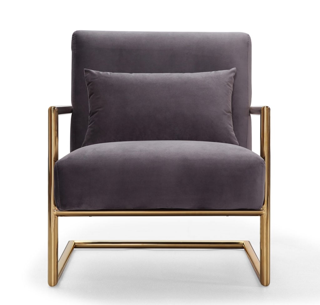 Lyla Morgan Velvet Chair / Gray - Image 1