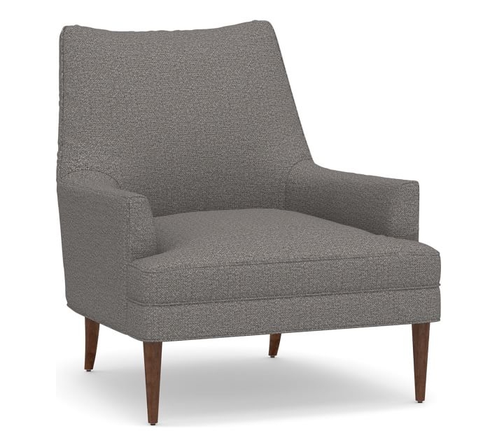 Reyes Upholstered Armchair, Polyester Wrapped Cushions, Performance Chateau Basketweave Blue - Image 0