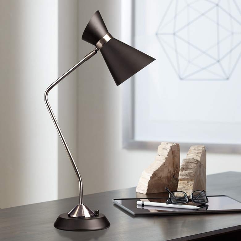 Emery Polished Chrome and Matte Black Desk Lamp - Image 2