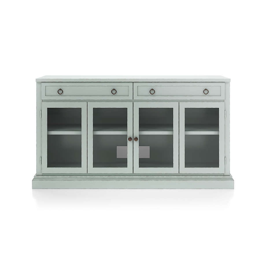 Cameo 62" Blue Grey Modular Storage Media Console with Glass Doors - Image 1