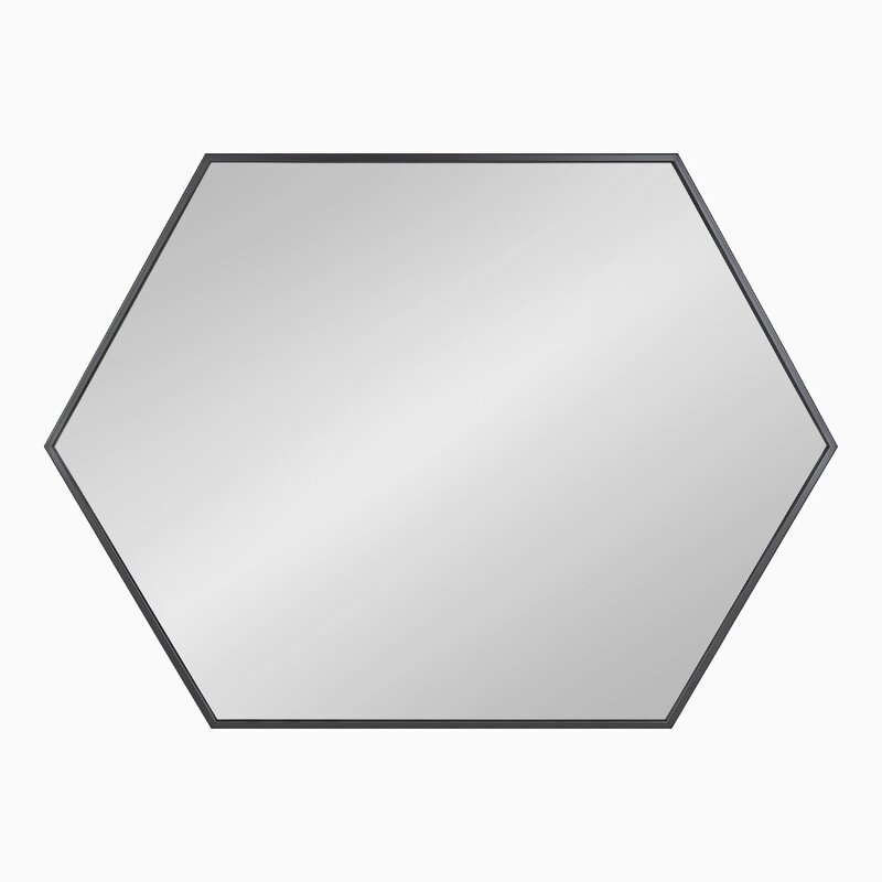 Logsdon Mid Century Hexagon Beveled Accent Mirror - Black - Image 0