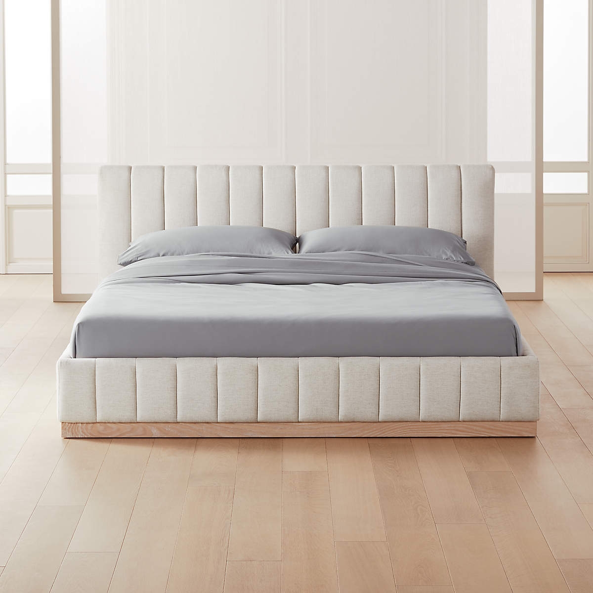 Forte Channeled White Performance Fabric King Bed - Image 0