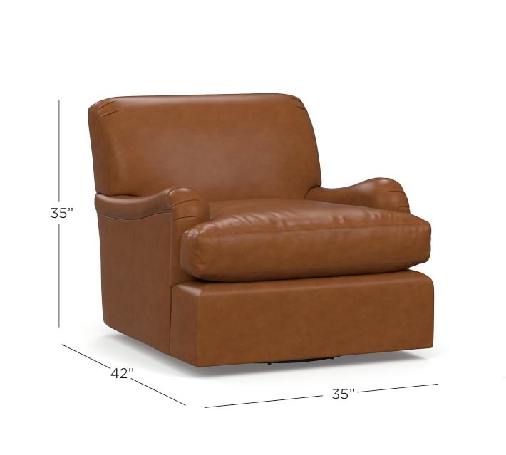 Carlisle Leather Swivel Armchair, Polyester Wrapped Cushions, Signature Maple - Image 3