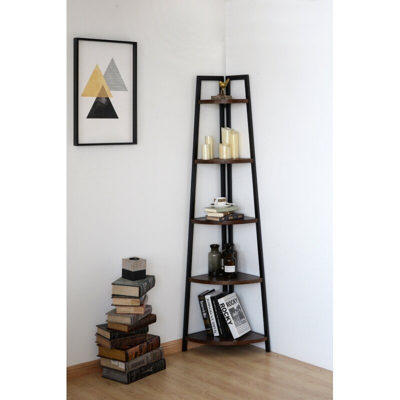 Hideaway Wood and Metal Corner Bookcase - Image 4