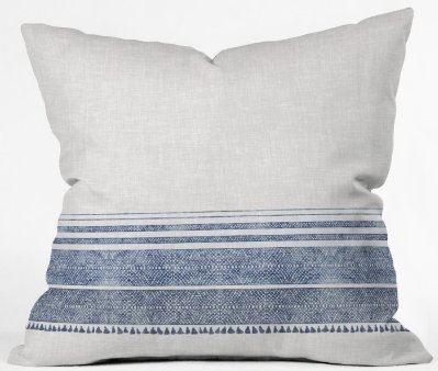 FRENCH LINEN CHAMBRAY TASSEL Throw Pillow with Insert - 16x16 - Image 0