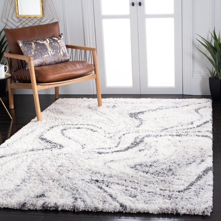 Abstract Ivory / Grey Area Rug - Image 0