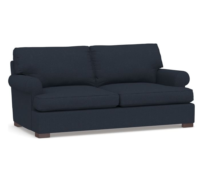 Townsend Roll Arm Upholstered Sofa/ Loveseat 79"/ Performance Brushed Basketweave, Indigo Blue - Image 0
