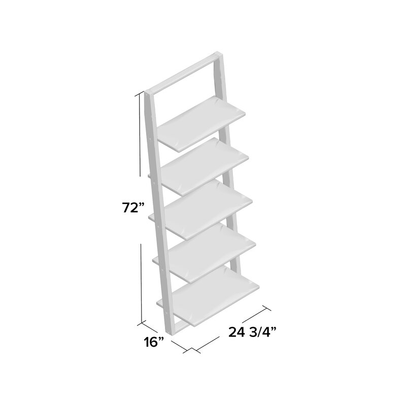 Juliana 72'' H x 24.75'' W Solid Wood Ladder Bookcase - Image 4