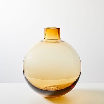 Foundations Vase, Amber, 9"h Glass Vase - Image 0