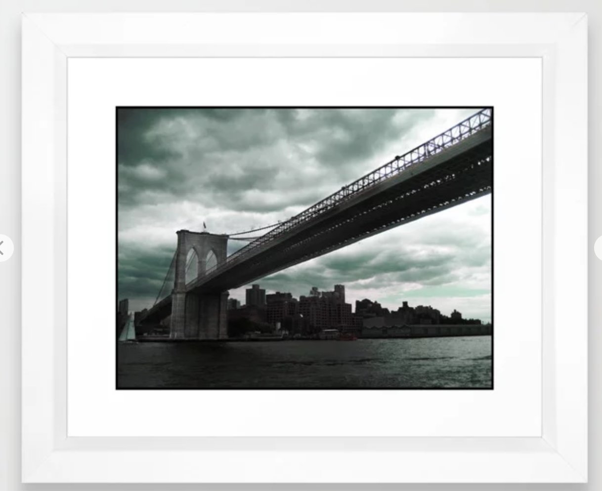 Brooklyn Bridge Framed Art - Vector White Frame 10" x 12" - Image 0