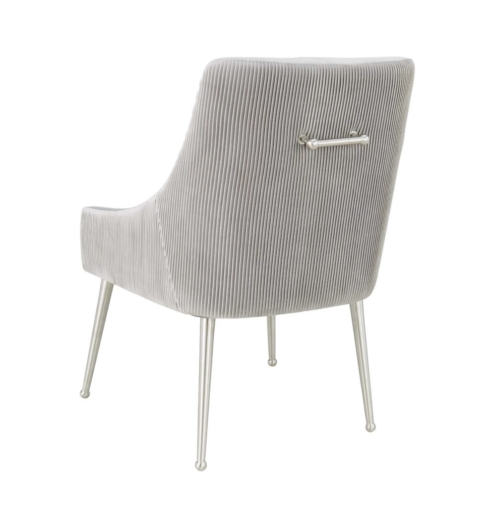 Biancatrix Pleated Light Morgan Velvet Side Chair - Silver Legs - Image 1