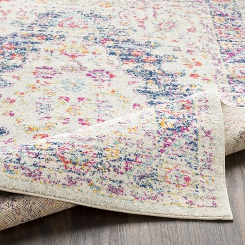Almonte Distressed Pink/Navy Area Rug - Image 2