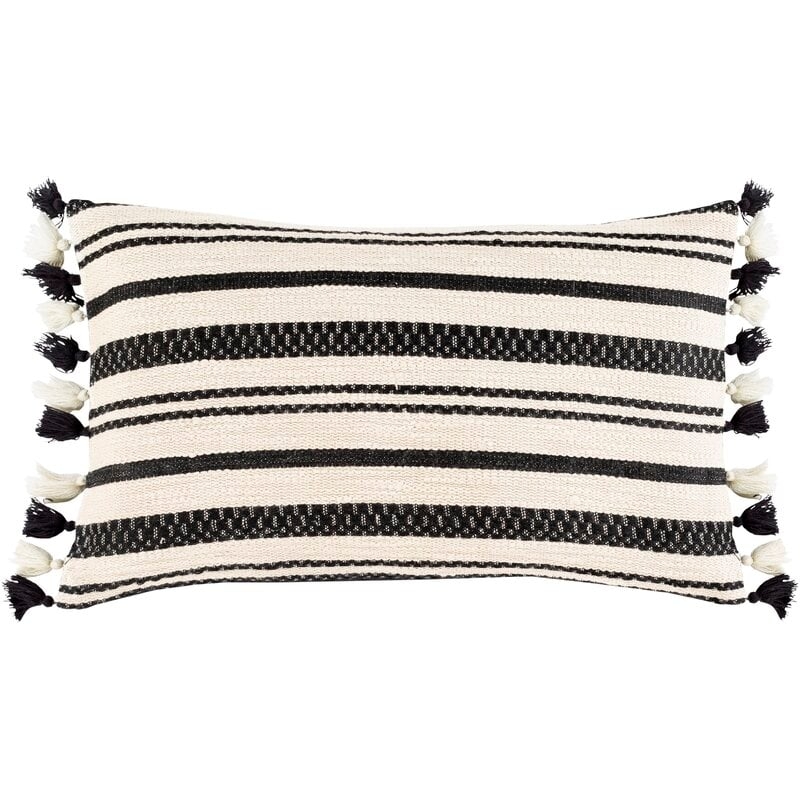 Rankins Cotton Striped Lumbar Pillow with down fill - Image 0