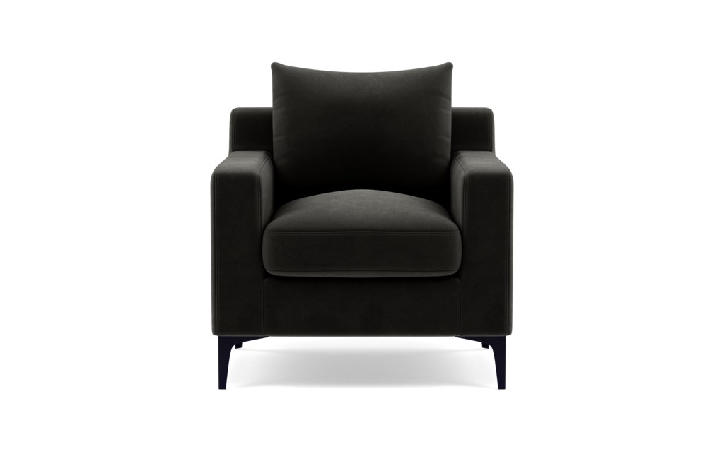Sloan Petite Chair -Ebony Velvet - Matte Black L Sloan Leg - Image 0