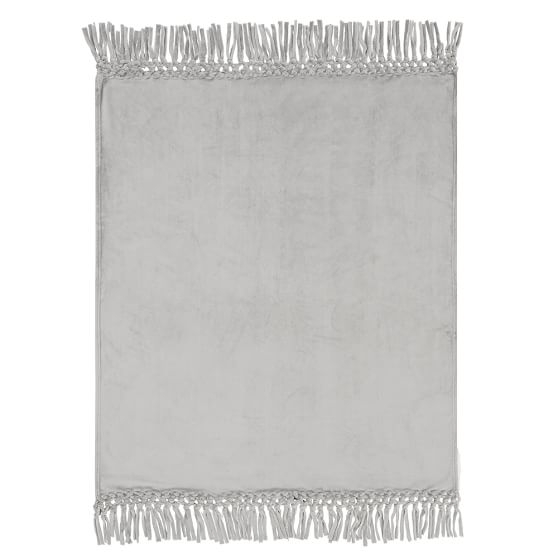 Plush Bohemian Fringe Throw, 45x56, Light gray - Image 0