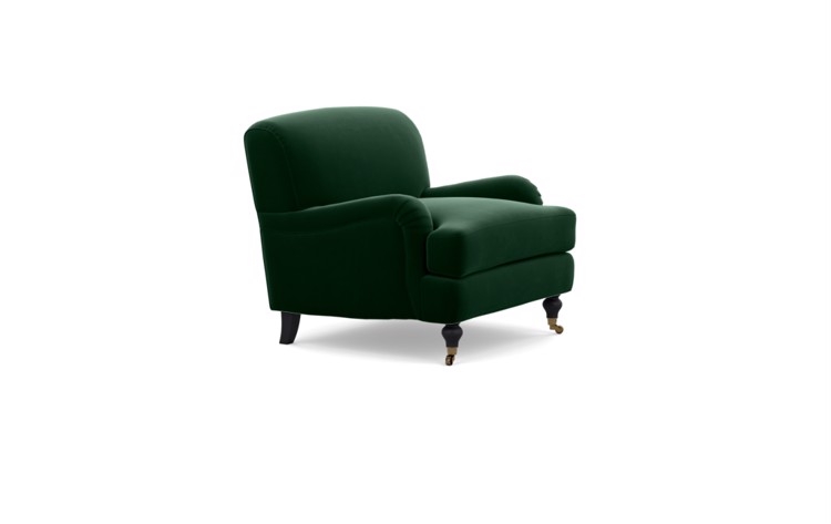 Rose by The Everygirl Chairs in Emerald Fabric with Matte Black with Brass Caster legs - Image 1