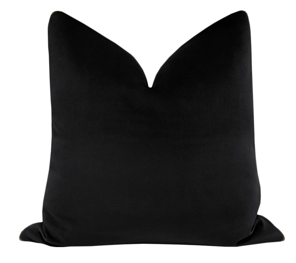 Signature Velvet Black Throw Pillow Cover - Image 0