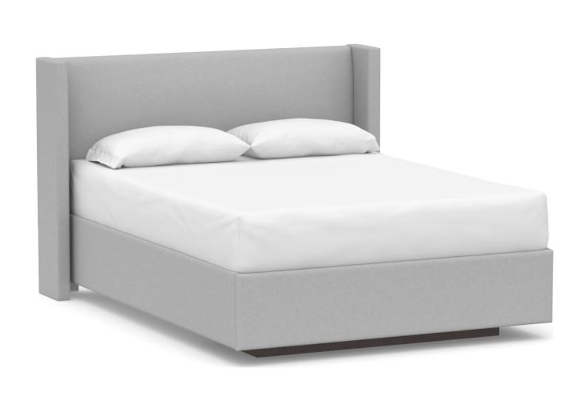 Elliot Shelter Upholstered Headboard with Footboard Storage Platform Bed, Queen, Brushed Crossweave Light Gray - Image 0