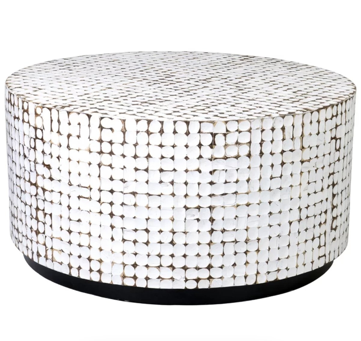 Teres Drum Coffee Table, White - Image 0