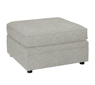 Pearce Upholstered Sectional Ottoman, Polyester Wrapped Cushions, Premium Performance Basketweave Light Gray - Image 0