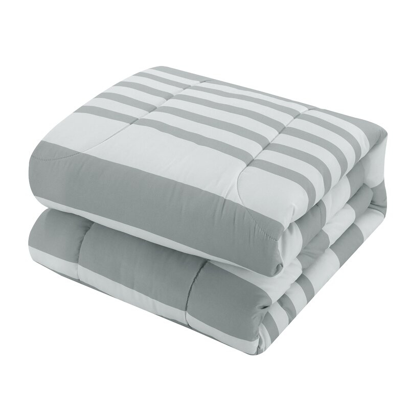 Newt Rugby Stripe Reversible Comforter Set Grey Twin - Image 1