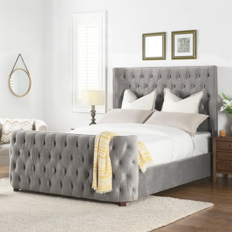 King White Janiyah Upholstered Standard Bed_ Opay Gray - Image 0