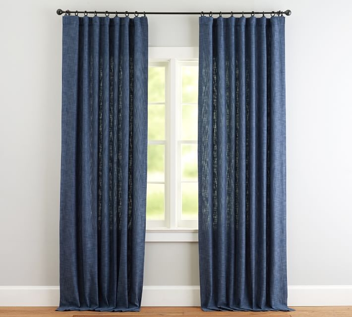 Seaton Textured Cotton Curtain, 50 x 84", Midnight - Image 0